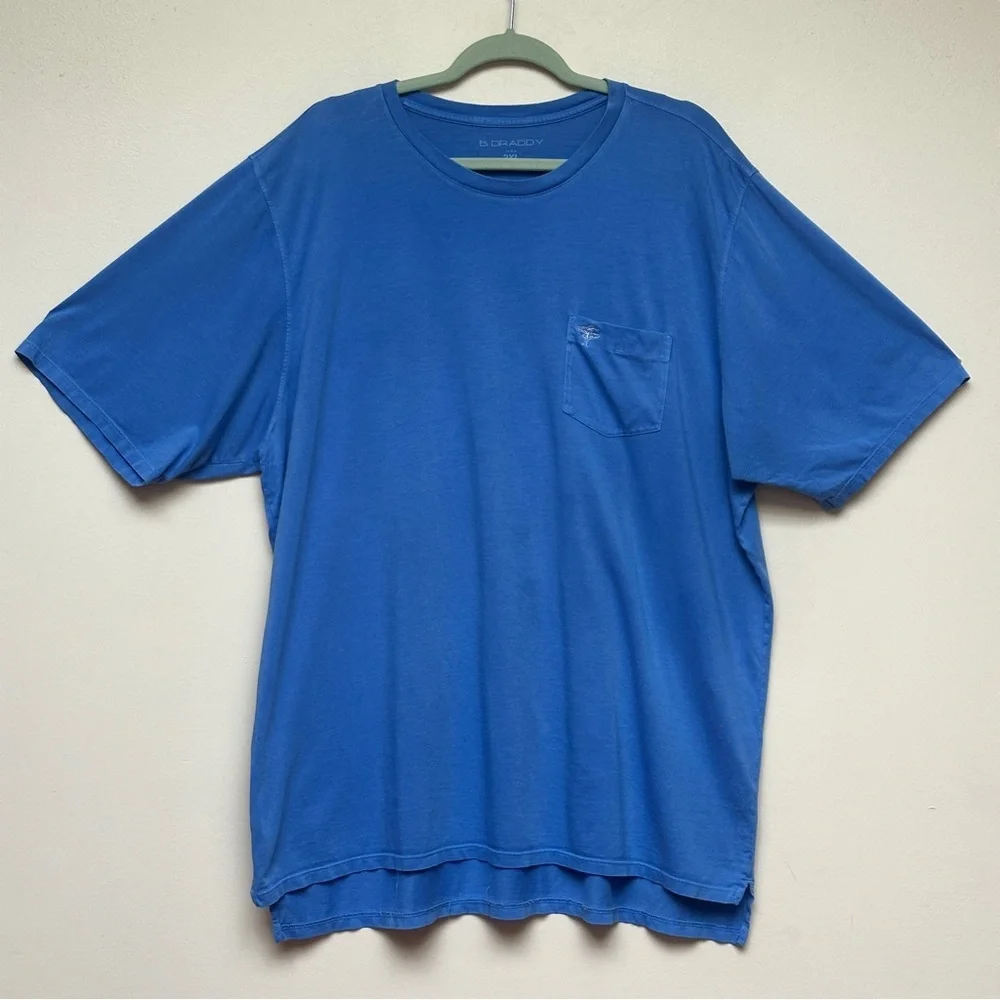B. Draddy‎ Mens Pima Cotton Pocket T Shirt Blue Crewneck Short Sleeve 2XL
